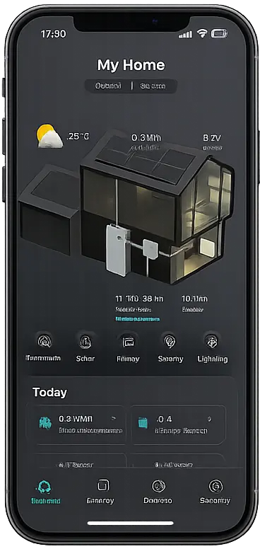 mySigen app showing live solar, battery and EV energy flow on a phone